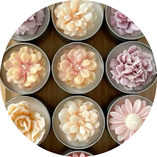 Velas tipo flor en lata